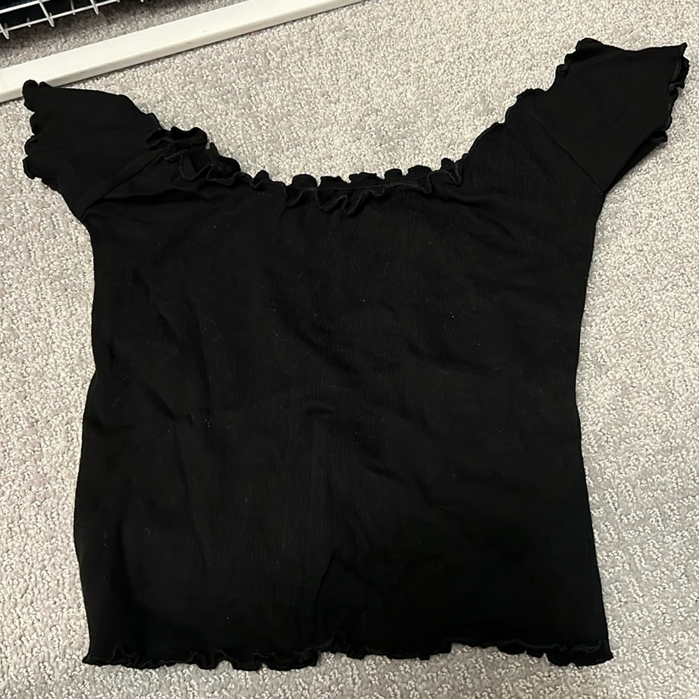 Brandy Melville Black Off-the-Shoulder Knit T-Shirt